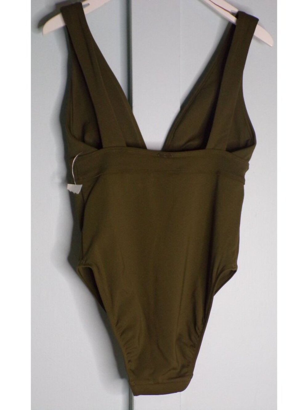 🆕RALPH LAUREN Modern V-Neck Classic One Piece Swimsuit Olive Green 8 - Picture 5 of 7